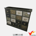 Many Drawers Storage Wooden Antique Black Cabinet